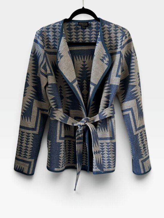 Pendleton Jackets & Blazers - Pendleton Virgin Wool Aztec Jacket/Coat In Blue & Gray Size S